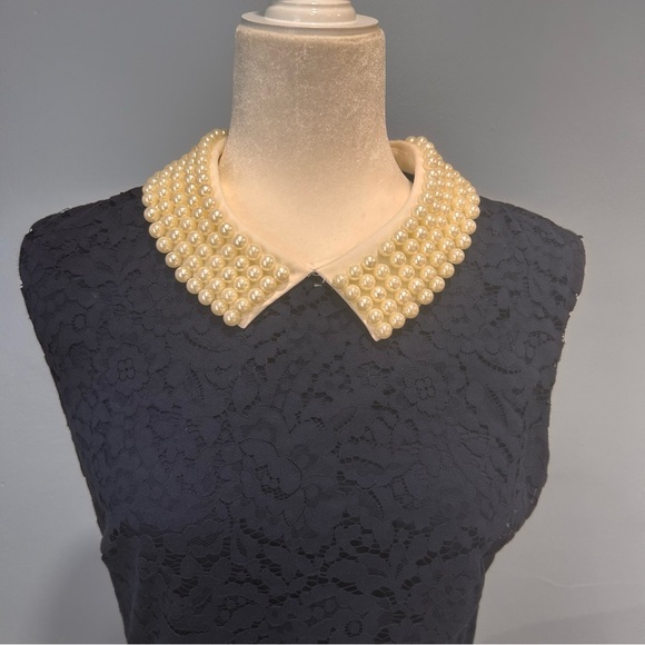 BETSEY JOHNSON Faux Pearl Collar Fit &Flare Dress cottagecore size 6 blue Lacey - Picture 13 of 16